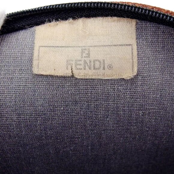 FENDI pouch pecan beige PVC ?~ leather Authentic - Picture 2 of 8